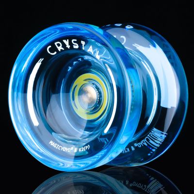 MAGICYOYO K2 Crystal Plastic Yoyo for Kids 8-12 & Beginners, Durable PC Responsive Yoyo Professional with Finger Spin Hub for DNA yo-yo Tricks, Includes 12 Yo yo Strings, Glove & Bag (Crystal Blue)