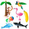 R HORSE 9Pcs Inflatable Palm Tree Flamingo Banana Beach Ball Parrot Monkey Shark Dolphin Beach Pool Toys for Tropical Hawaiian Luau Party Summer Pool Beach Party Outdoor Indoor Decorations view 1