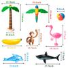R HORSE 9Pcs Inflatable Palm Tree Flamingo Banana Beach Ball Parrot Monkey Shark Dolphin Beach Pool Toys for Tropical Hawaiian Luau Party Summer Pool Beach Party Outdoor Indoor Decorations view 2