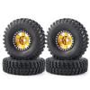 4 Pcs 106mm Rubber Tires 1.9" Wheel Rim Set Aluminum Alloy Metal Bead Lock Design for 1/10 AXIAL SCX10 CC01 Truck RC Crawlers Cars (Yellow+Black) view 1