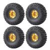 4 Pcs 106mm Rubber Tires 1.9" Wheel Rim Set Aluminum Alloy Metal Bead Lock Design for 1/10 AXIAL SCX10 CC01 Truck RC Crawlers Cars (Yellow+Black) view 2