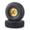 4 Pcs 106mm Rubber Tires 1.9" Wheel Rim Set Aluminum Alloy Metal Bead Lock Design for 1/10 AXIAL SCX10 CC01 Truck RC Crawlers Cars (Yellow+Black) view 3