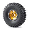 4 Pcs 106mm Rubber Tires 1.9" Wheel Rim Set Aluminum Alloy Metal Bead Lock Design for 1/10 AXIAL SCX10 CC01 Truck RC Crawlers Cars (Yellow+Black) view 4
