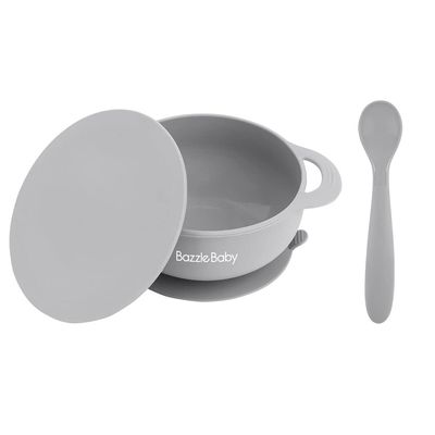 Bazzle Baby Silicone Suction Bowls with Suction Lid and Spoon | 3-piece set | BPA Free Silicone | Perfect for 4-36 Months.