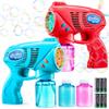 JOYIN 2 Bubble Guns with 2 Refill Solution (10 oz Total), Bubbles Maker, Blower, Machine Gun Blaster for Kids, Toddlers, Outdoors Activity, Party, Birthday Gift, Easter Toys (Blue+Red) view 1