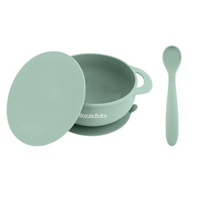 Bazzle Baby Silicone Suction Bowls with Suction Lid and Spoon 3-piece set BPA Free Silicone | Perfect for 4-36 Months