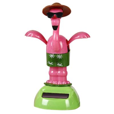 Creative Plastic Solar Power Flamingo Car Ornament Flip Flap Pot Swing Kids Toy,Perfect Child Intellectual Toy Gift Set Green