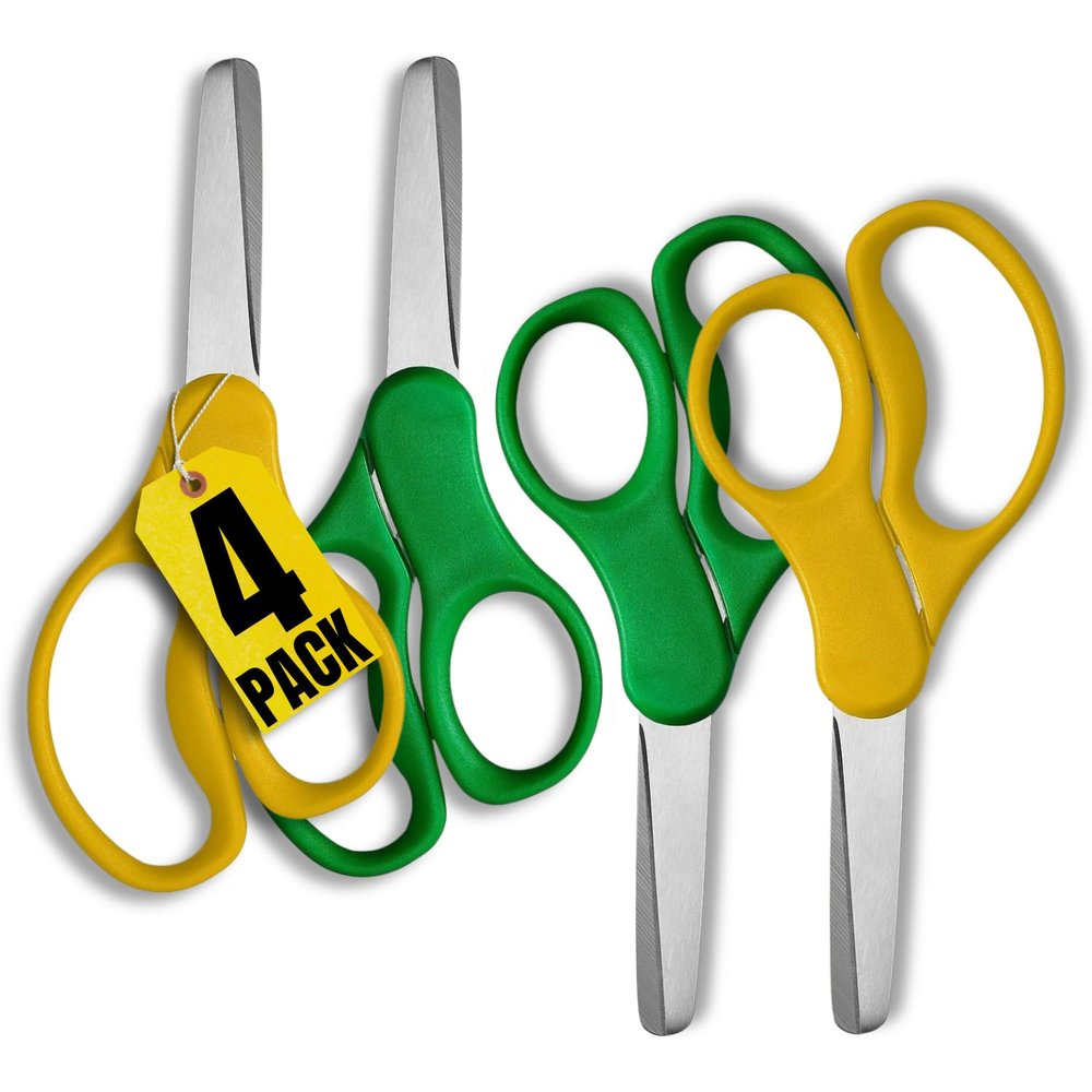 1InTheOffice Blunt Tip Scissors for Kids, 5 Inch Scissors, Kids Stainless Steel Scissors, Right & Left-Handed, 4/Pack