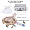 RNK Gaming Mexican Train Dominoes Set Double 12 Color Dots with Wooden Hub 8 Metal Trains and Aluminum Case view 3