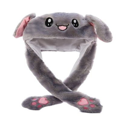 WAYUYU Moving Ear Rabbit Hat, Plush Bunny Ears Headband Halloween Animal Easter Cosplay Rabbit (Grey)
