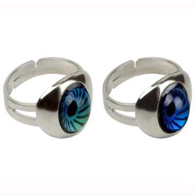 swqfzki Mood Rings 2Pcs Eyes Changing Color Emotion Feeling Finger Ring with Box for Women