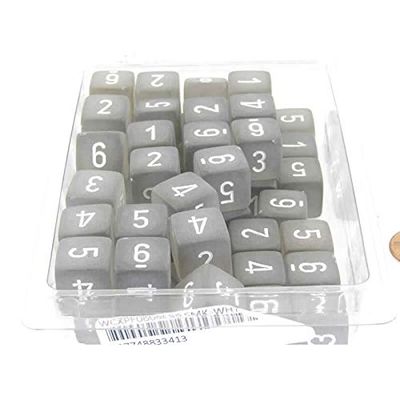 Smoke Frosted Dice with White Numbers D6 Aprox 16mm (5/8in) Pack of 50 Wondertrail