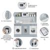 Costzon Kids Kitchen Playset, Wooden Pretend Cooking Playset w/Stove, Fridge, Microwave, Removable Sink, Water Dispenser w/Light Sound, Cabinets, Great Gift for Boys Girls view 2