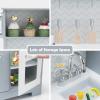 Costzon Kids Kitchen Playset, Wooden Pretend Cooking Playset w/Stove, Fridge, Microwave, Removable Sink, Water Dispenser w/Light Sound, Cabinets, Great Gift for Boys Girls view 4