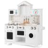 Costzon Kids Kitchen Playset, Wooden Pretend Cooking Play Toy Set with Realistic Sound, Microwave, Windows, Clock, Sink, Large Storage Space, Kitchen Set for Toddlers, Boys Girls 3+ view 1