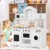 Costzon Kids Kitchen Playset, Wooden Pretend Cooking Play Toy Set with Realistic Sound, Microwave, Windows, Clock, Sink, Large Storage Space, Kitchen Set for Toddlers, Boys Girls 3+ view 2