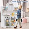 Costzon Kids Kitchen Playset, Wooden Pretend Cooking Play Toy Set with Realistic Sound, Microwave, Windows, Clock, Sink, Large Storage Space, Kitchen Set for Toddlers, Boys Girls 3+ view 3