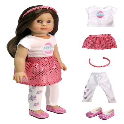 American Fashion World Easter Egg Outfit for 18-Inch Dolls | Headband and Shoes Included | Premium Quality & Trendy Design | Dolls Clothes | Outfit Fashions for Dolls for Popular Brands