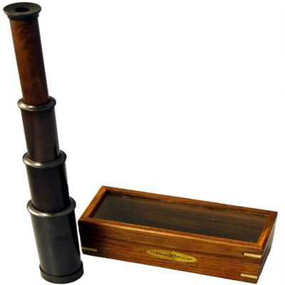 Captains' Telescope Blackened Finish Fully Extended 15" | Nautical Spyglass Antique Mounted Solid Brass 15 Inch Pirate Telescope with Wooden Box