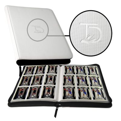 TopDeck 500 Card Ringless Zip Binder Pro - 9-Pocket Pages Side Load Sleeve TCG Storage Portfolio, Compatible with Pokemon, Yu-Gi-Oh, One Piece, MTG, Comic Trading Collectible Cards - White
