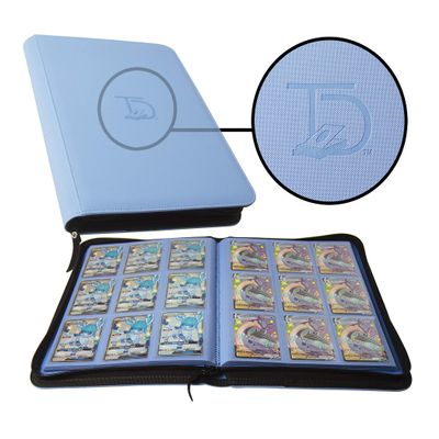 TopDeck 500 Card Ringless Zip Binder Pro - 9-Pocket Pages Side Load Sleeve TCG Storage Portfolio, Compatible with Pokemon, Yu-Gi-Oh, One Piece, MTG, Comic Trading Collectible Cards - Blue