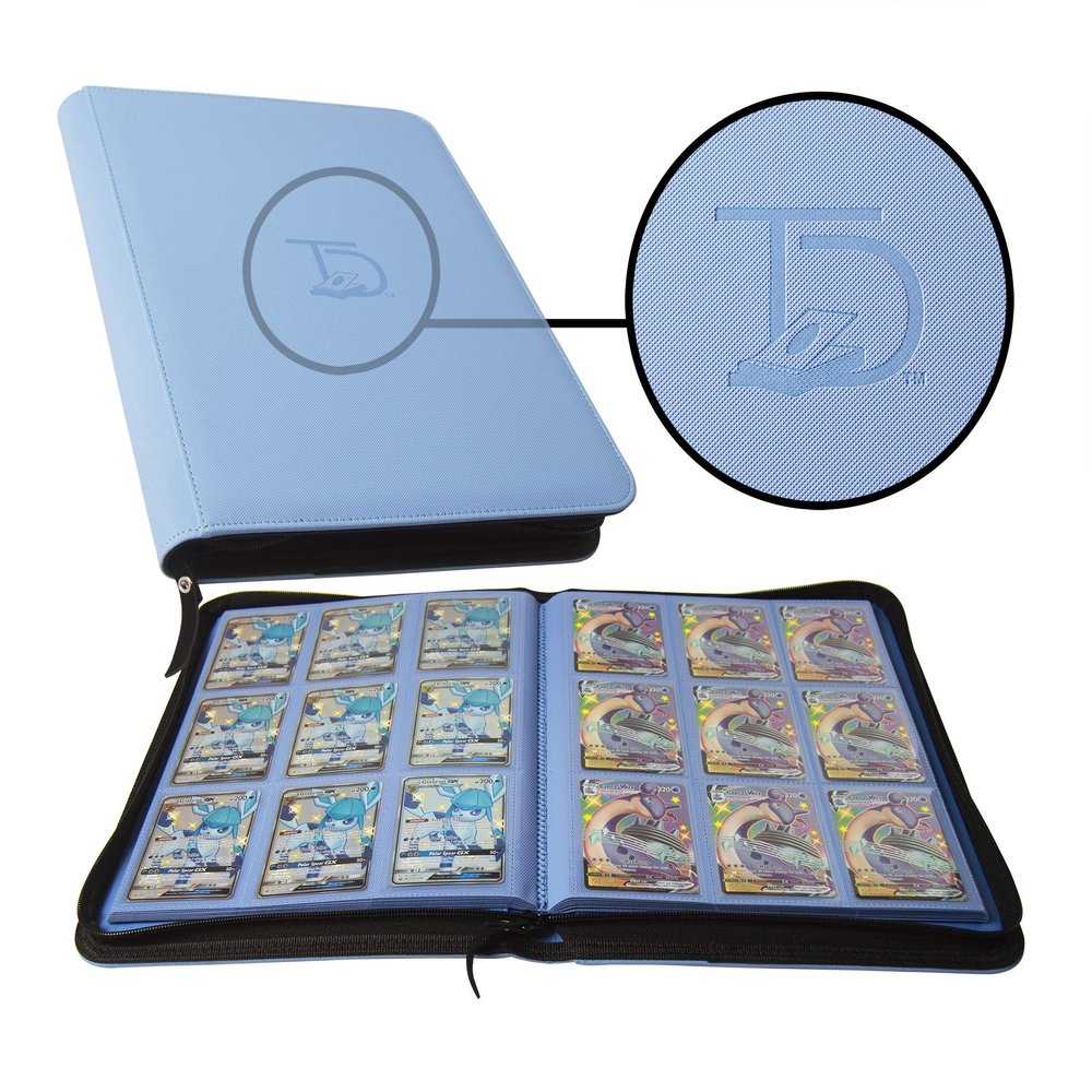 TopDeck 500 Card Ringless Zip Binder Pro - 9-Pocket Pages Side Load Sleeve TCG Storage Portfolio, Compatible with Pokemon, Yu-Gi-Oh, One Piece, MTG, Comic Trading Collectible Cards - Blue