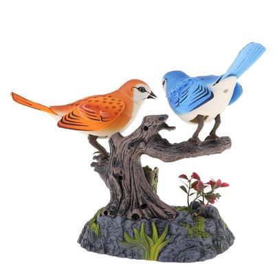LEIPUPA 2 Birds Sound Activated Chirping Toy with Pen Holder for Desk Decor