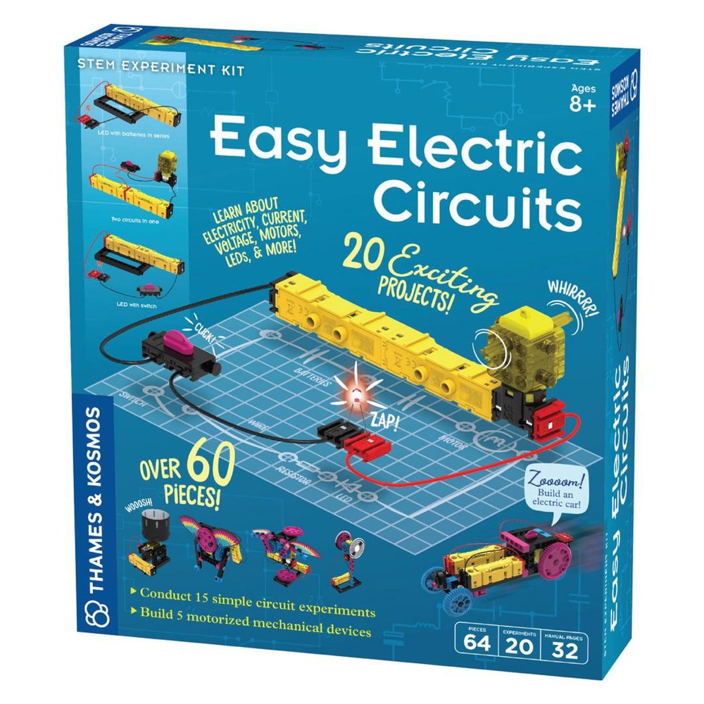 Thames & Kosmos Easy Electric Circuits STEM Kit | Essential Circuitry Set | 15 Experiments, 5 Motorized Models - Electricity, Current, Voltage, LEDs & More | Innovative, Easy-to-Use Building System