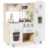 Costzon Kitchen Playset for Kids, Wooden Pretend Cooking Kitchen w/Utensils, Oven, Cabinets, Faucet, Sink & Telephone, Toddlers Play Kitchen Set with Accessories Gift for Age 3+ (Natural) view 1