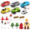 LOVE LIFE Airplane Toy Set Transport Cargo Plane Play Toy Gift for 3 4 5 6 Years Old Boys Girls Kids,Aircraft Vehicle Toys with 5 Mini Cars,Helicopter and Construction Worker view 4