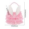 Bunny Chorus Tutu Easter Basket, Pink Ruffled Shining Tulle with Fluffy Bunny Ears, Easter Theme Party Favors Stuffers Gifts for Girls, Easter Egg Hanting Decorations Party Supplies view 3