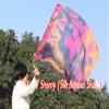 Winged Sirenny 32" Flowy Spinning Silk Flag Poi, Church Praise Prophetic Worship Adoration Dance Banner, Dance Poi Streamer, Beginners Practice Play Silk (black+pink+orange) view 3