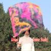 Winged Sirenny 32" Flowy Spinning Silk Flag Poi, Church Praise Prophetic Worship Adoration Dance Banner, Dance Poi Streamer, Beginners Practice Play Silk (black+pink+orange) view 4