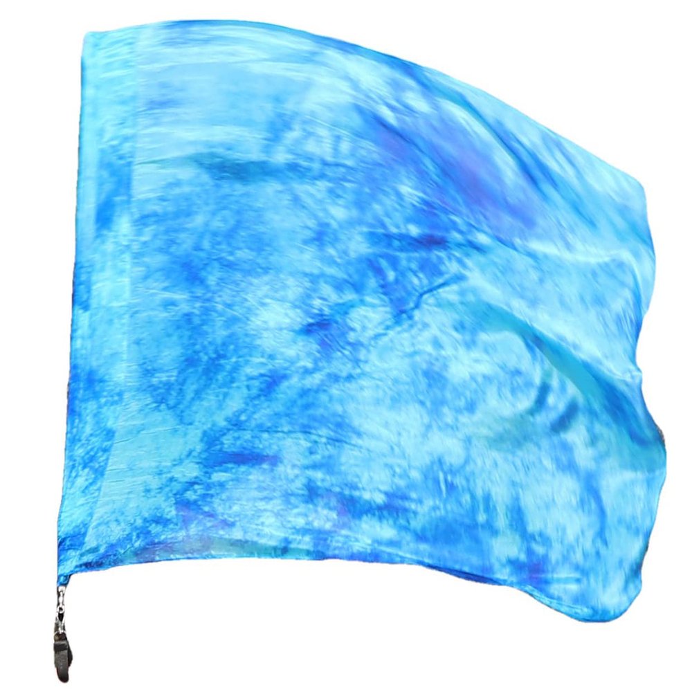 Winged Sirenny 32" Flowy Spinning Silk Flag Poi, Church Praise Prophetic Worship Adoration Dance Banner, Dance Poi Streamer, Beginners Practice Play Silk (Blue Moon)