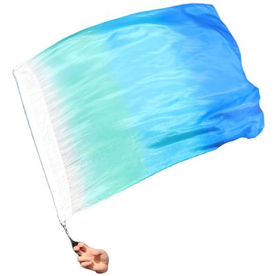 Winged Sirenny 32" Flowy Spinning Silk Flag Poi, Church Praise Prophetic Worship Adoration Dance Banner, Dance Poi Streamer, Beginners Practice Play Silk (Seacoast)