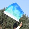 Winged Sirenny 32" Flowy Spinning Silk Flag Poi, Church Praise Prophetic Worship Adoration Dance Banner, Dance Poi Streamer, Beginners Practice Play Silk (Seacoast) view 3