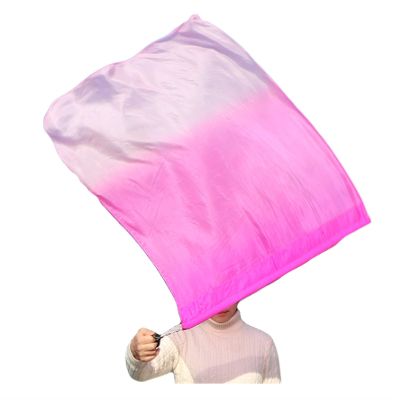 Winged Sirenny 32" Flowy Spinning Silk Flag Poi, Church Praise Prophetic Worship Adoration Dance Banner, Dance Poi Streamer, Beginners Practice Play Silk (pink fading)