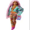 Barbie Extra Doll & Accessories with Long Pink Braids in Teal Floral Jacket & 2-Piece Floral Outfit with DJ Pet Mouse view 3