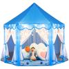 Sumbababy Princess Castle Tent for Girls Fairy Play Tents for Kids Blue Hexagon Playhouse with Fairy Star Lights Toys for Children or Toddlers Indoor or Outdoor Games (Blue Princess Tent) view 1
