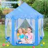 Sumbababy Princess Castle Tent for Girls Fairy Play Tents for Kids Blue Hexagon Playhouse with Fairy Star Lights Toys for Children or Toddlers Indoor or Outdoor Games (Blue Princess Tent) view 2