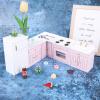 Haomian Dollhouse Kitchen Furniture Kit 1:12 Dollhouse Miniature Wooden Kitchen Cabinet Fridge Set Dining Room Furniture for 1:12 Doll House Miniatures Scenes Accessories view 4