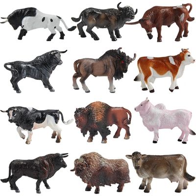 Mini Tudou 12 Pcs Farm Toy Set 3.34'',Multicolor Cow Animal Figurines Cool Cake Topper & Exhibits for Ages 3 4 5 Boys&Girls