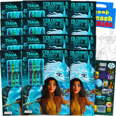 Disney Raya and the Last Dragon Party Favors Bundle Set ~ 12 Pack Disney Raya Coloring Books with Stickers! (Disney Raya Party Supplies)