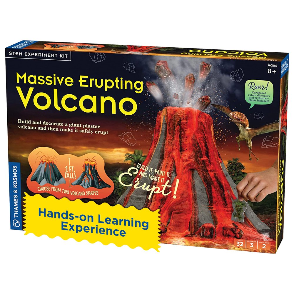 Thames & Kosmos Massive Erupting Volcano STEM Kit | DIY Giant Volcano Model, 1-Foot Tall | Includes Materials for Multiple Eruptions | Explore Volcanoes, Geology, Earth Science | Science Fair Project