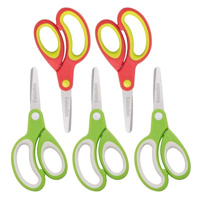 Left-handed Kids Scissors by Galadim (Pack of 5, Rounded-tip, 5.2-Inch) - Lefty Soft Touch Blunt School Student Scissors Shears GD-018-J