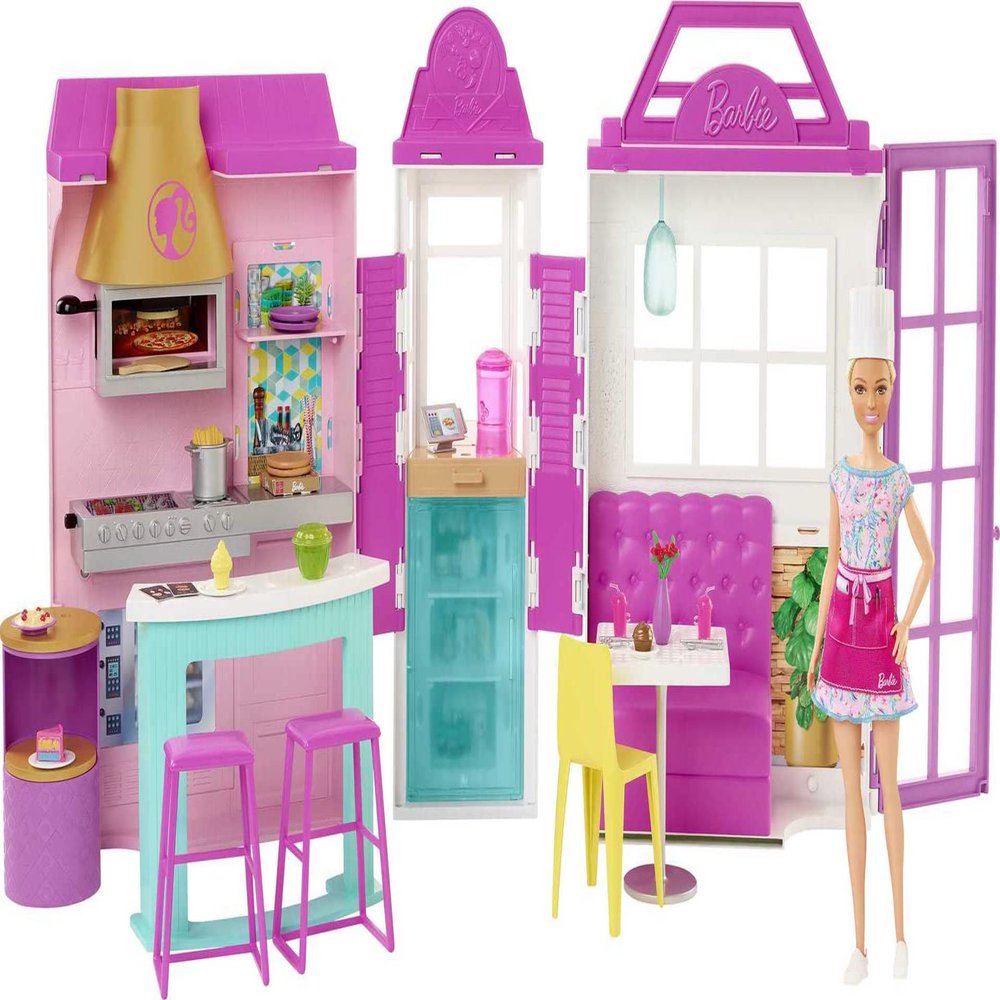 Barbie HBB91 - Zestaw zabawowy Restauracja z lalk i 30+ czciami, prezent dla dzieci, wiek 3+