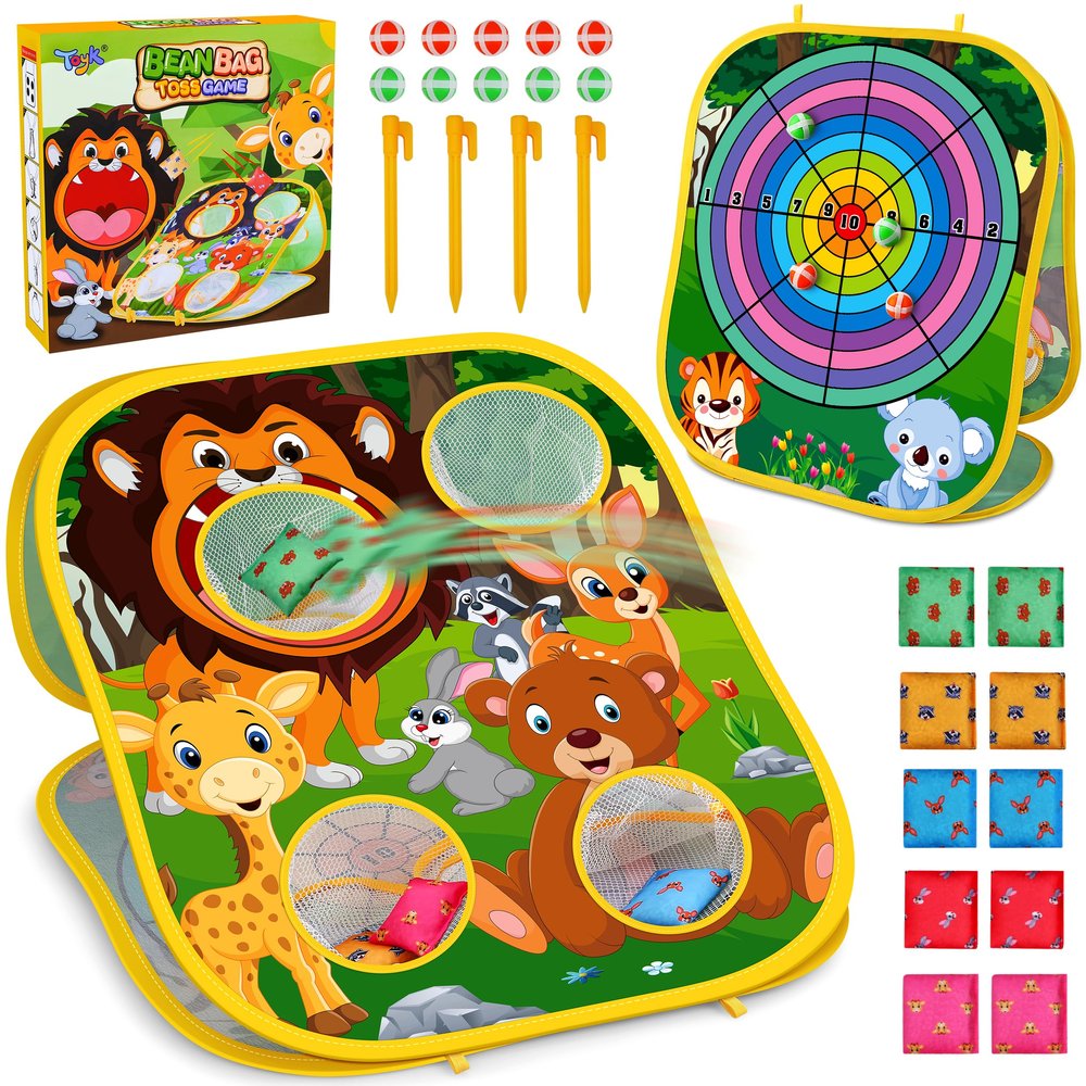 Animal Bean Bag Toss Game Toy Outdoor Toss Game, Family Party Party Supplies for Kids, Gift for Boys Birthday or Christmas for Toddlers Ages 3 4 5 6 Year Old