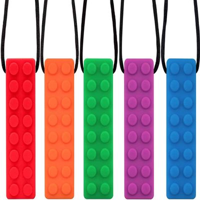 Chew Necklace, Sensory Chew Necklace Bundle for Kids with Chewing, ADHD, Autism, Biting Needs, Oral Motor Chewy, Silicone Necklace Made from Food Grade Silicone Safety, for Boys&Girls(5 PCS)