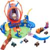 Hot Wheels Monster Trucks T-Rex Volcano Playset with 1:64 Scale Race Ace Toy Truck & 1 Toy Car, Track Set with Dinosaur Nemesis view 1
