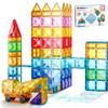 PicassoTiles 80 Pcs Magnetic Building Tiles Magnet Building Block Toys W/Car Diamond Educational Construction Playset Toy for STEM Sensory Gifts Kid Brain Development Stacking Blocks Construction Set view 2